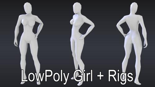 LowPoly Girl + Rigs preview image